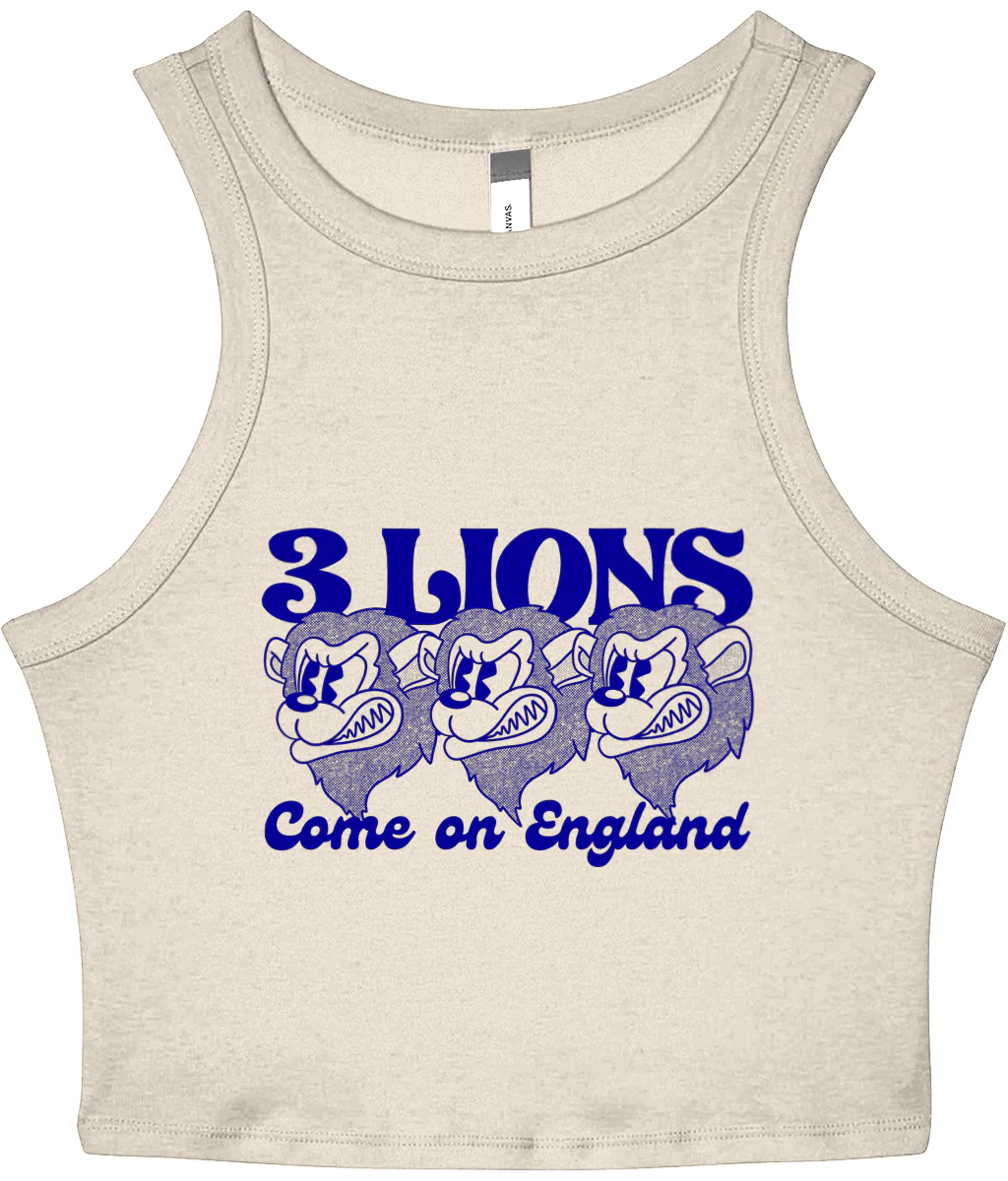 3 Lions Come On England Micro Rib Racer Tank - Image 2