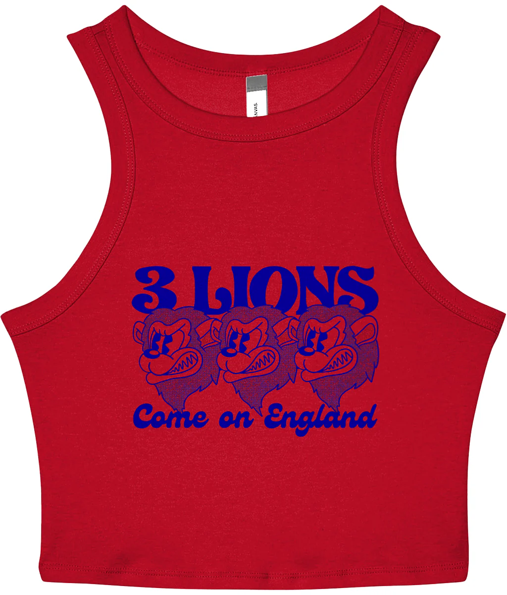 3 Lions Come On England Micro Rib Racer Tank - Image 4