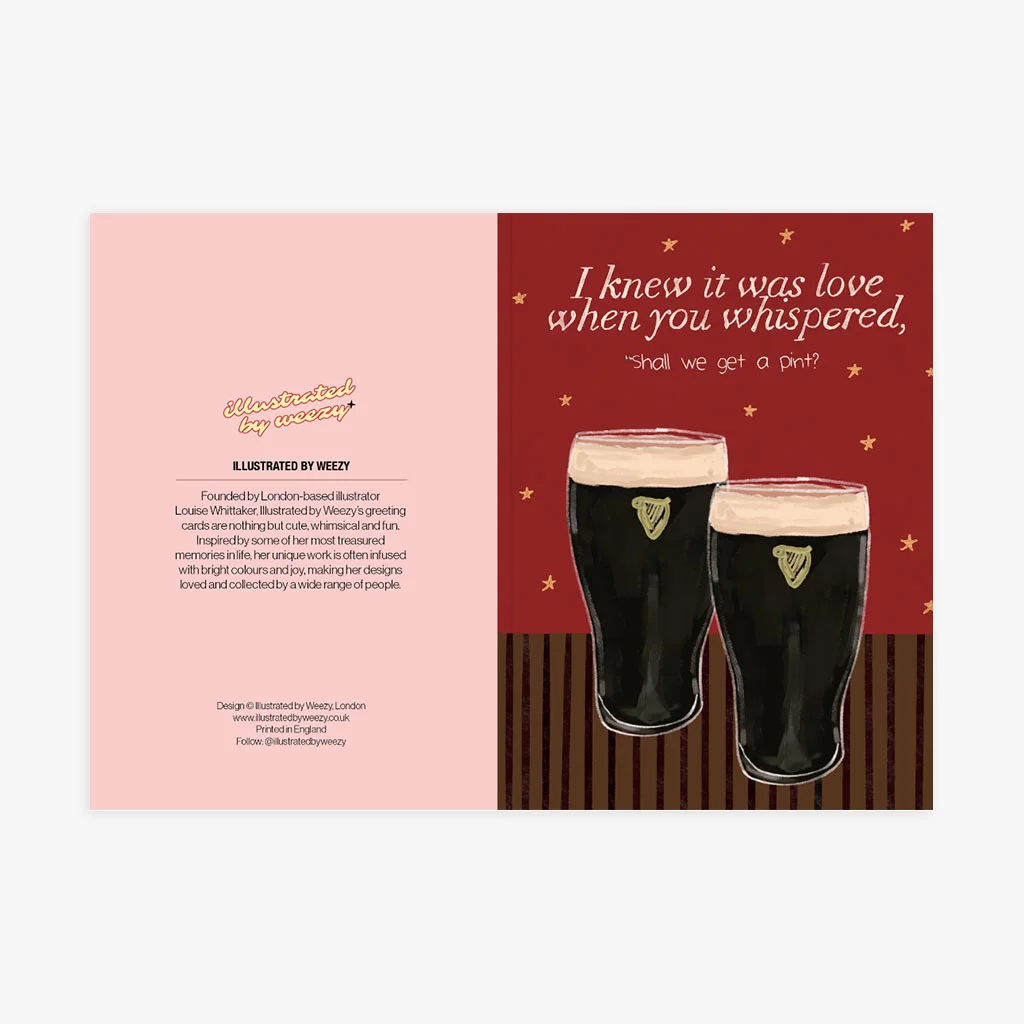 A Knew It Was Love When You Whispered 'Shall we get a pint?' Valentines Card - Image 2
