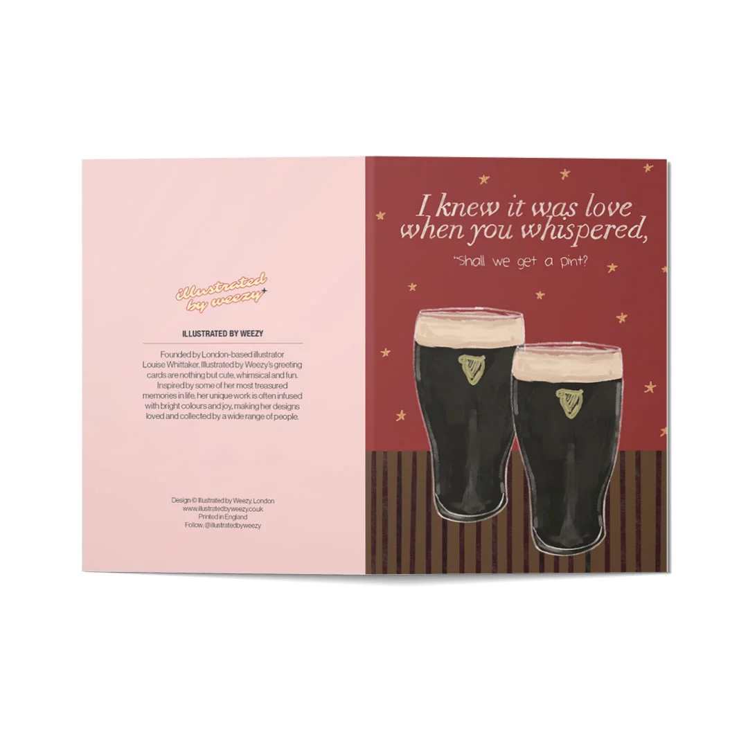 A Knew It Was Love When You Whispered 'Shall we get a pint?' Valentines Card - Image 3