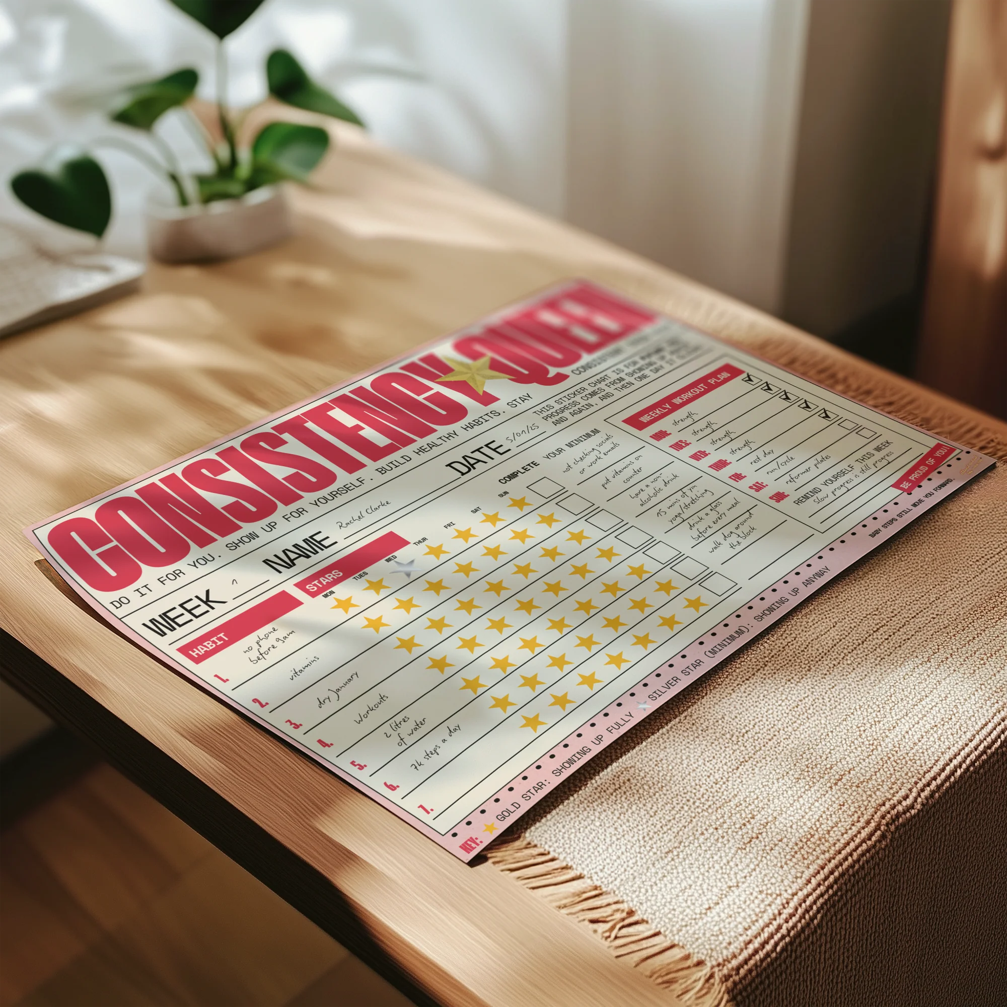 Adult Habit Tracker Star Chart – 1 Week Routine & Consistency Planner - Image 5