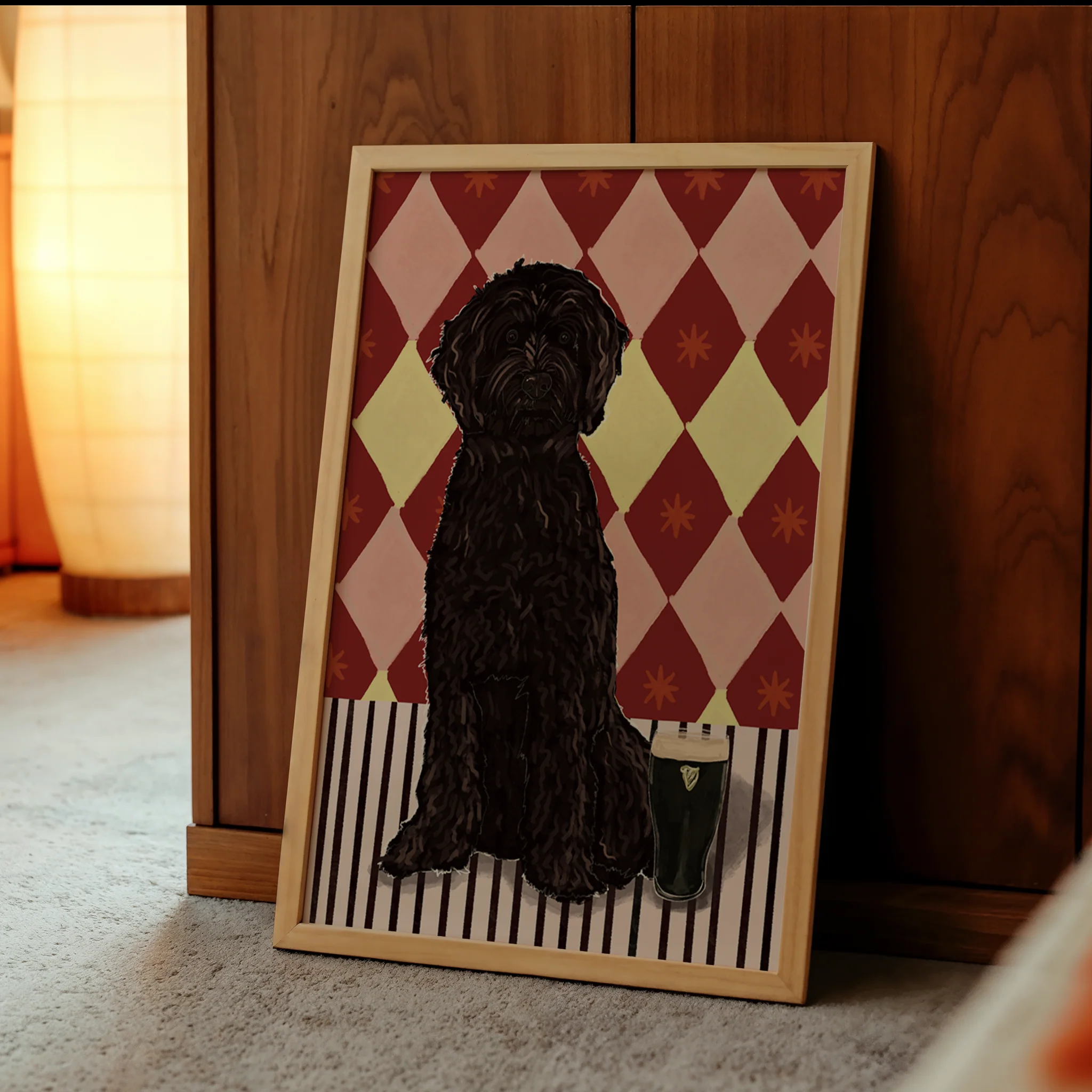 Brown Labradoodle Pint Print - Image 3