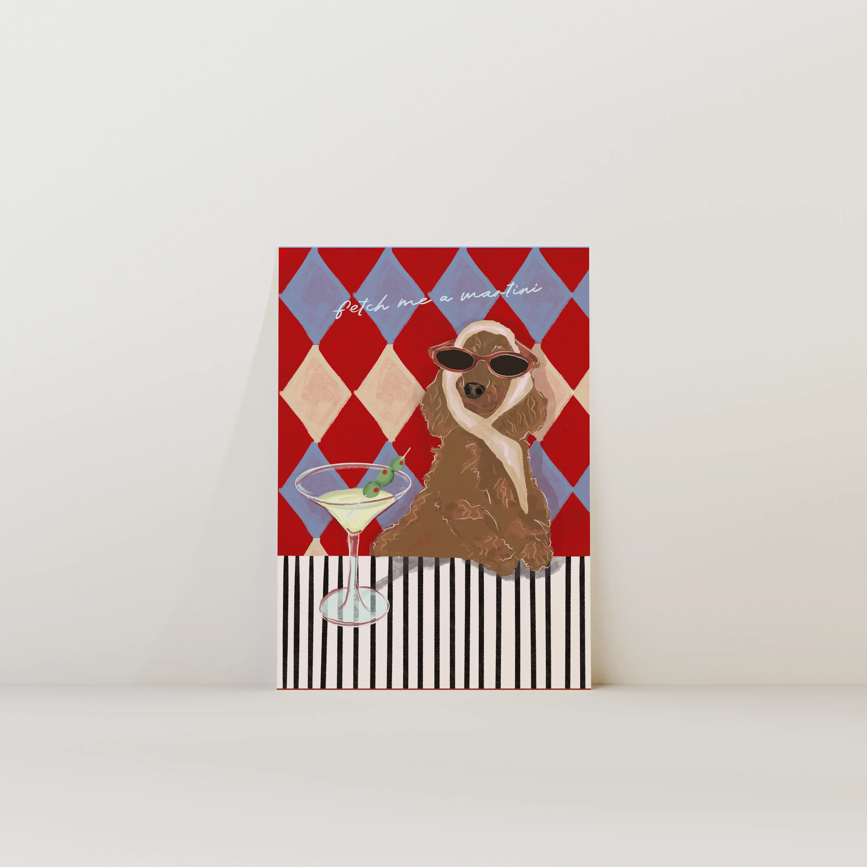Fetch Me A Martini Tanned Spaniel Dog Print