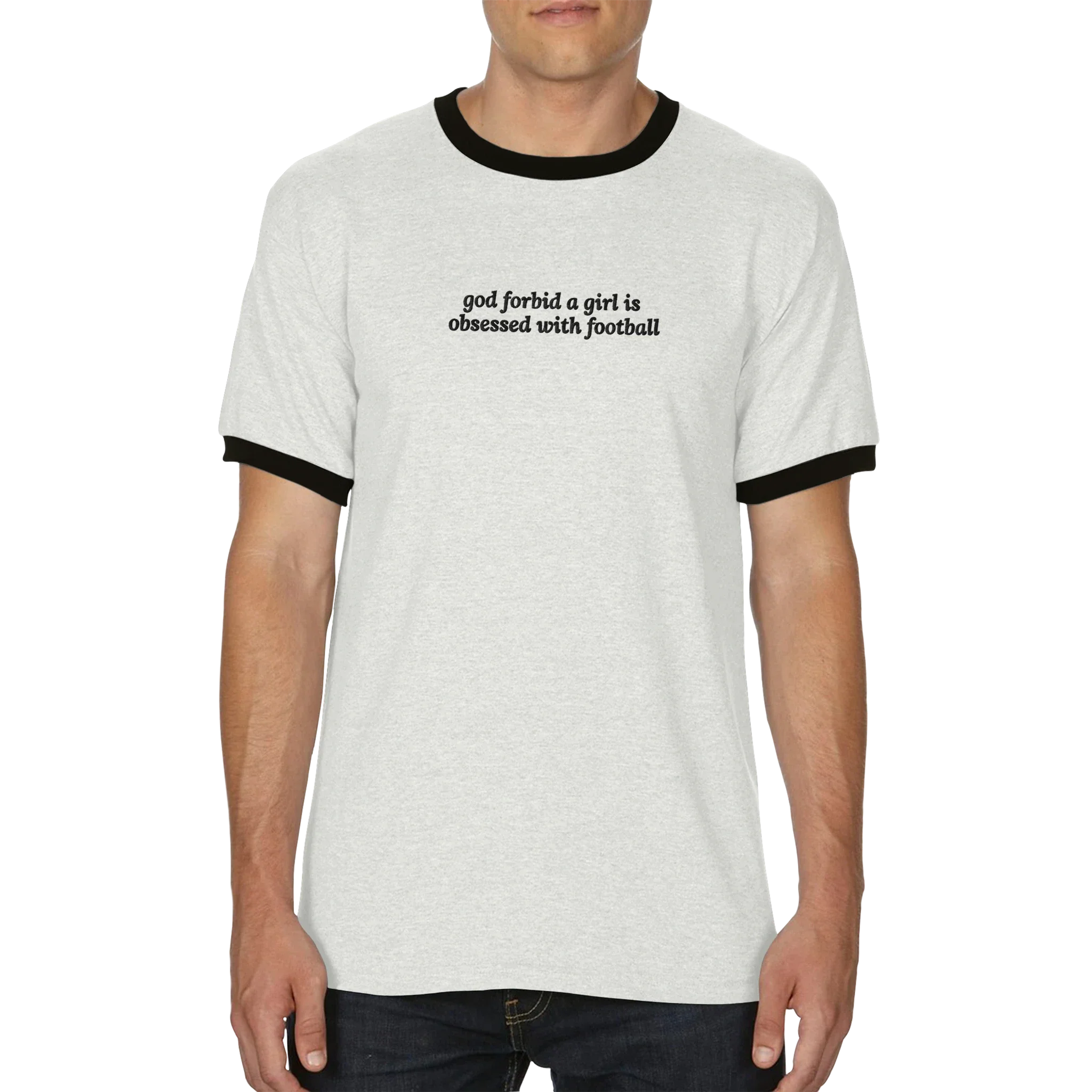 God Forbid A Girl Is Obsessed With Football T-shirt White and Red - Image 4
