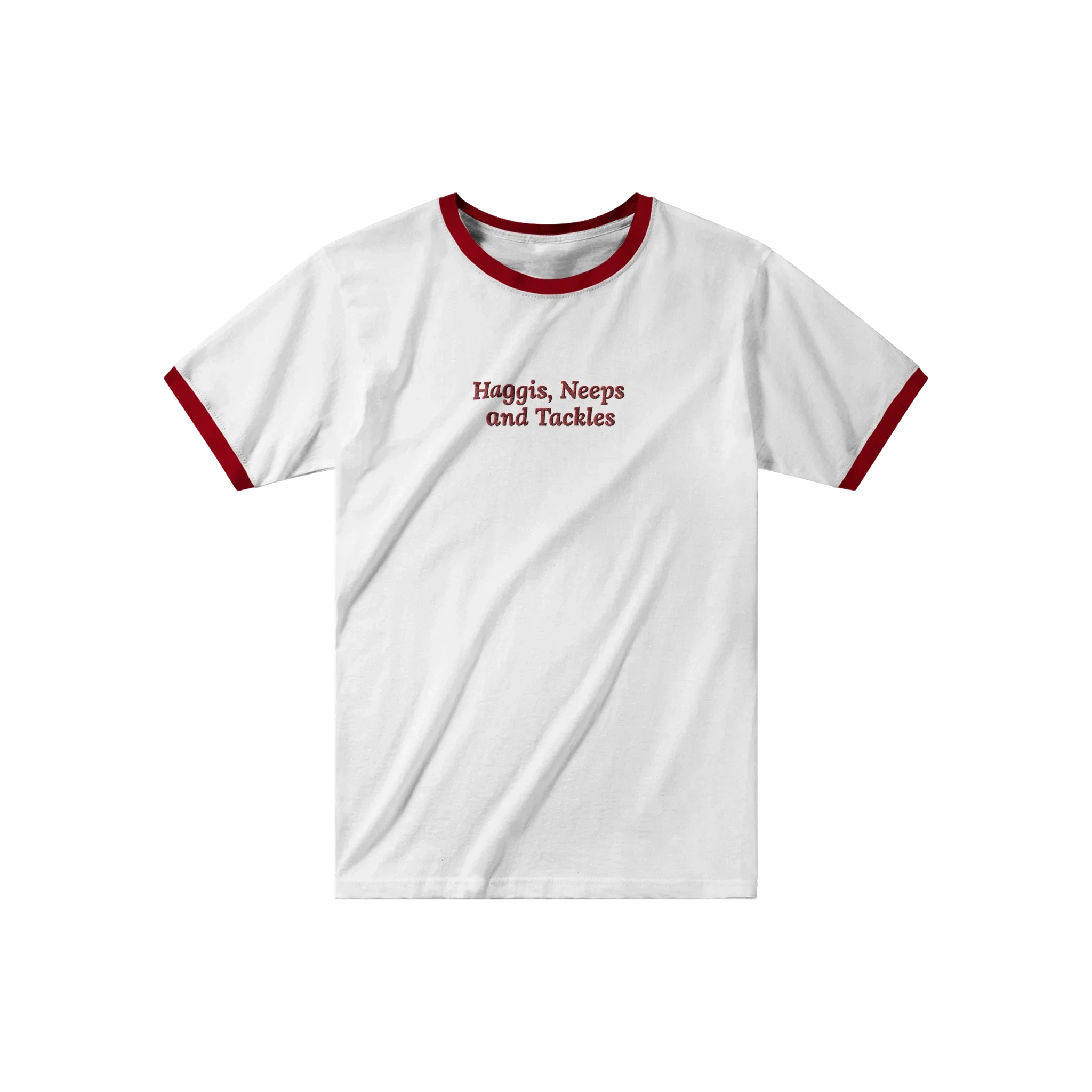 Haggis, Neeps and Tackles T-shirt White and Red - Image 2