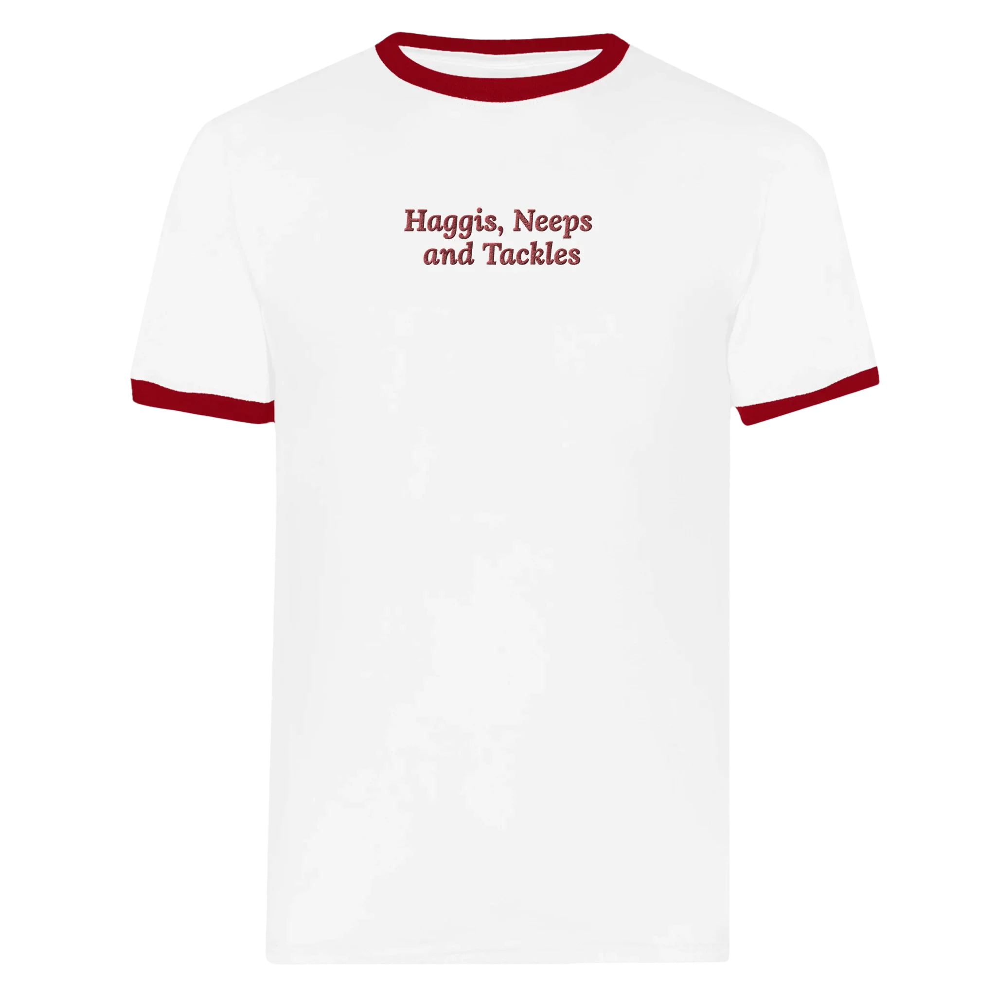 Haggis, Neeps and Tackles T-shirt White and Red - Image 3