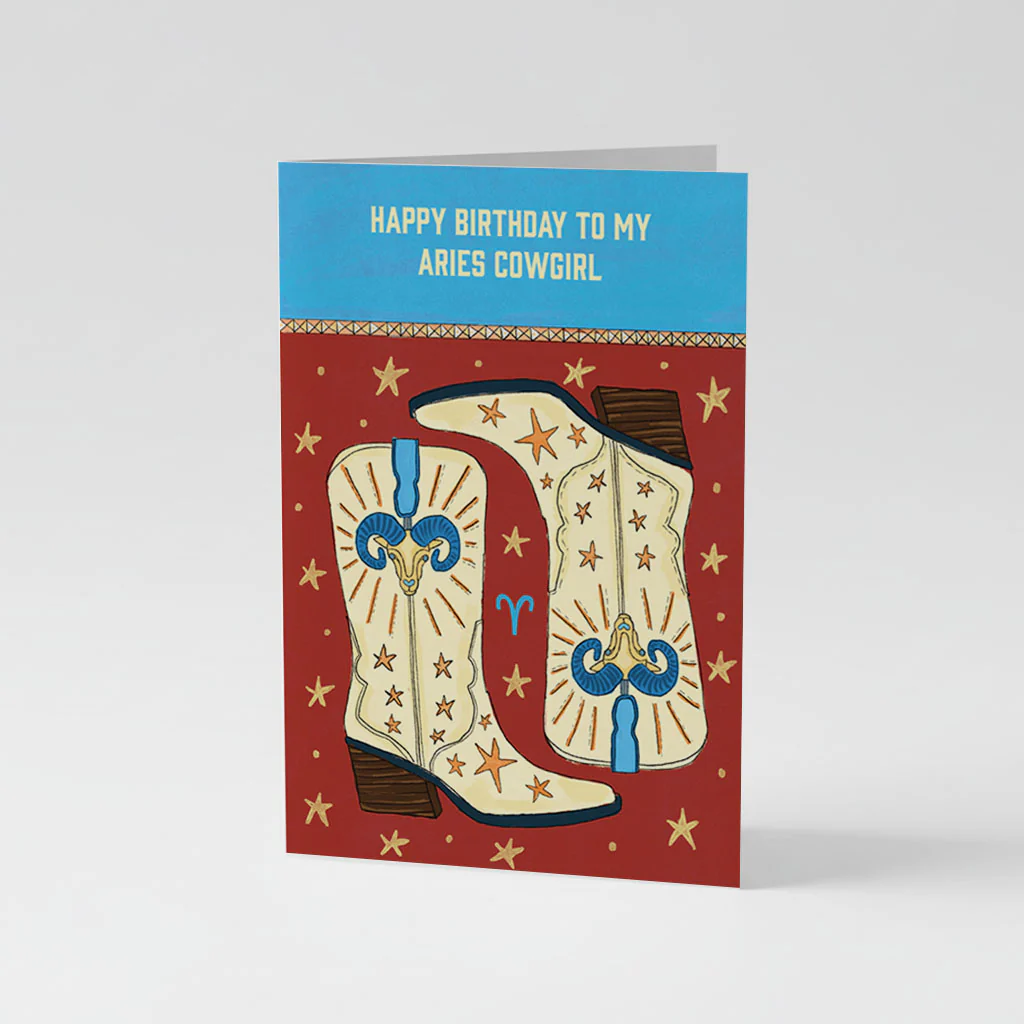 Happy Birthday To My Aries Cowgirl Birthday Card