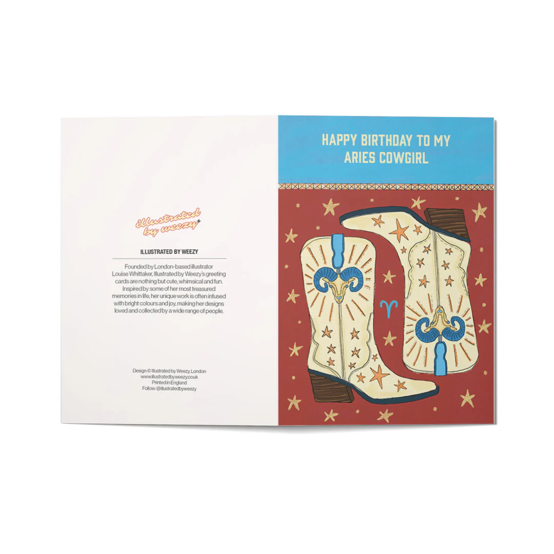 Happy Birthday To My Aries Cowgirl Birthday Card - Image 2