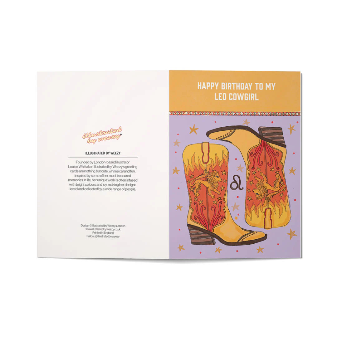 Happy Birthday To My Leo Cowgirl Birthday Card - Image 2