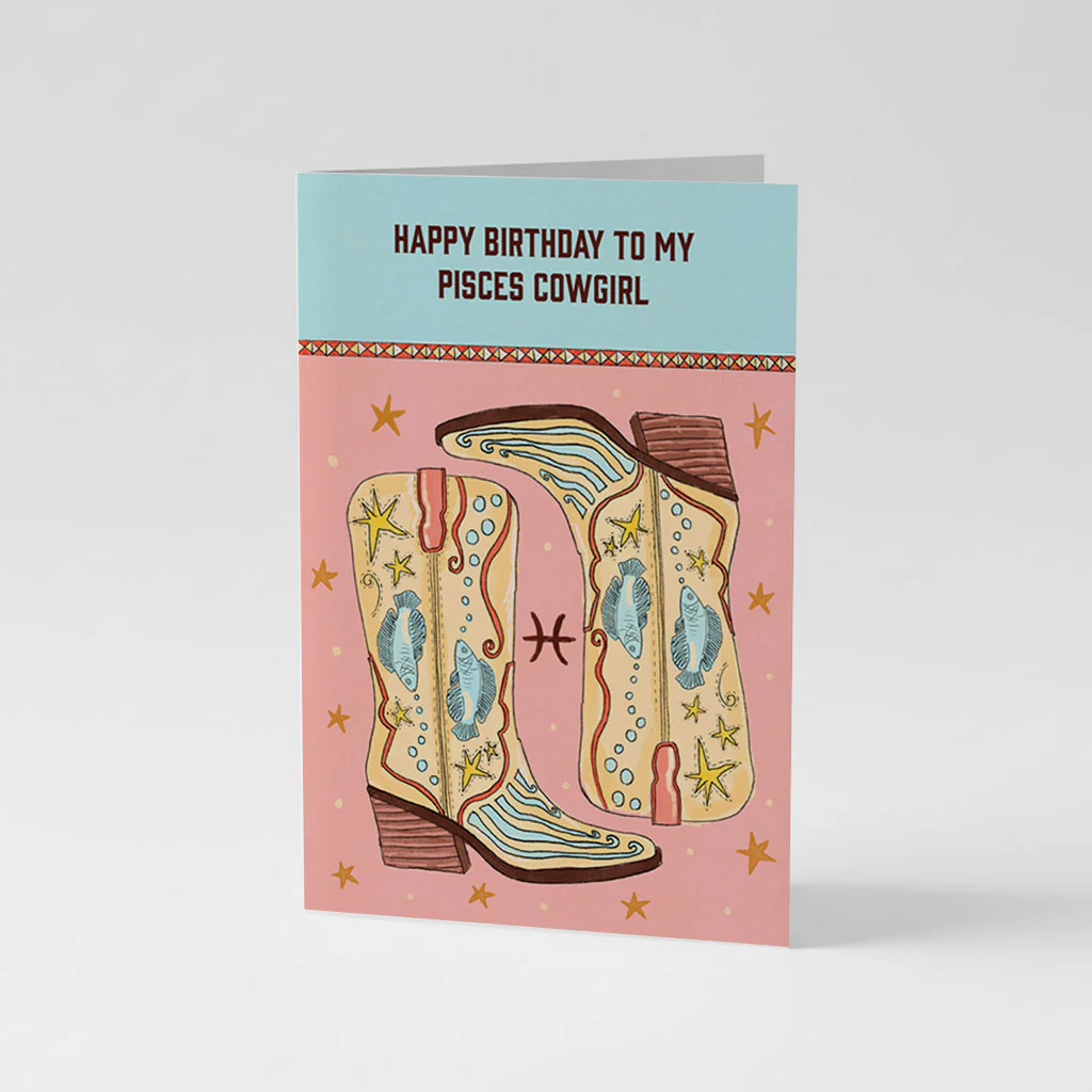Happy Birthday To My Pisces Cowgirl Birthday Card