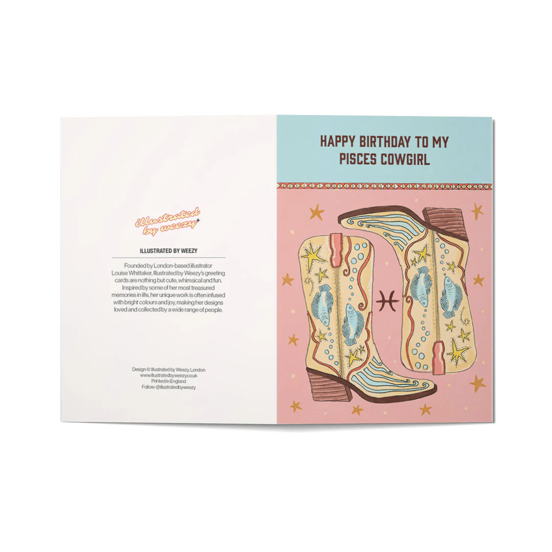 Happy Birthday To My Pisces Cowgirl Birthday Card - Image 2