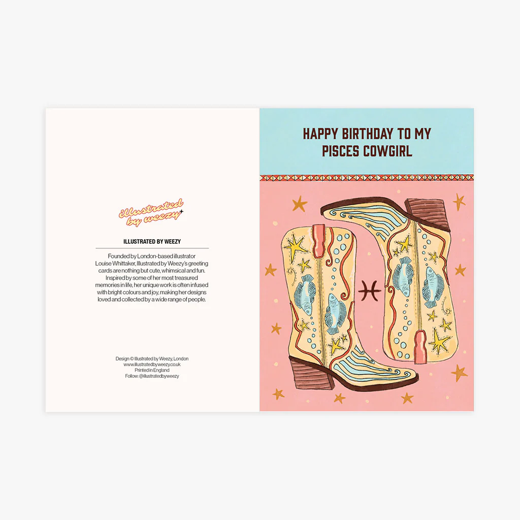 Happy Birthday To My Pisces Cowgirl Birthday Card - Image 3