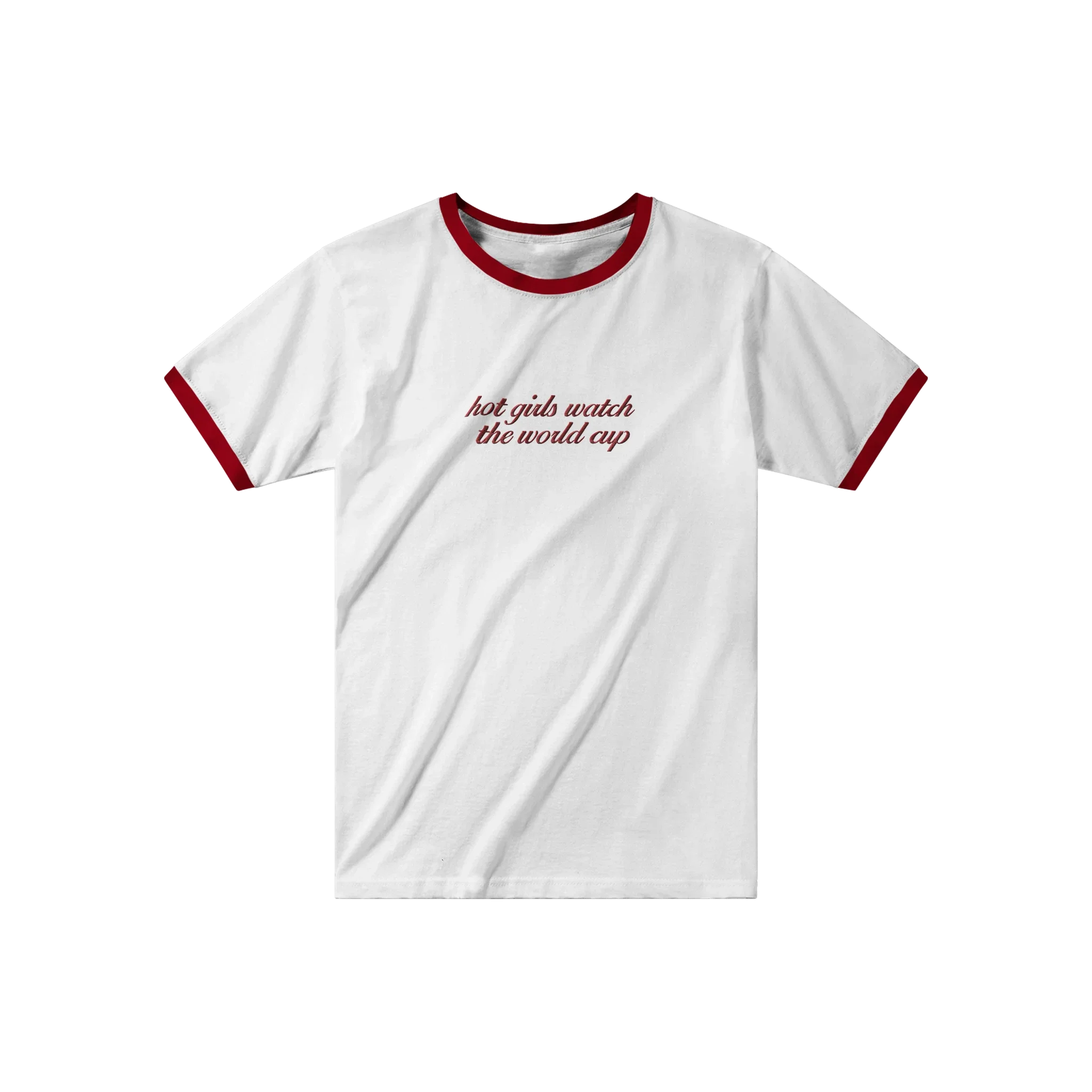 Hot Girls Watch The World Cup T-shirt White and Red - Image 4