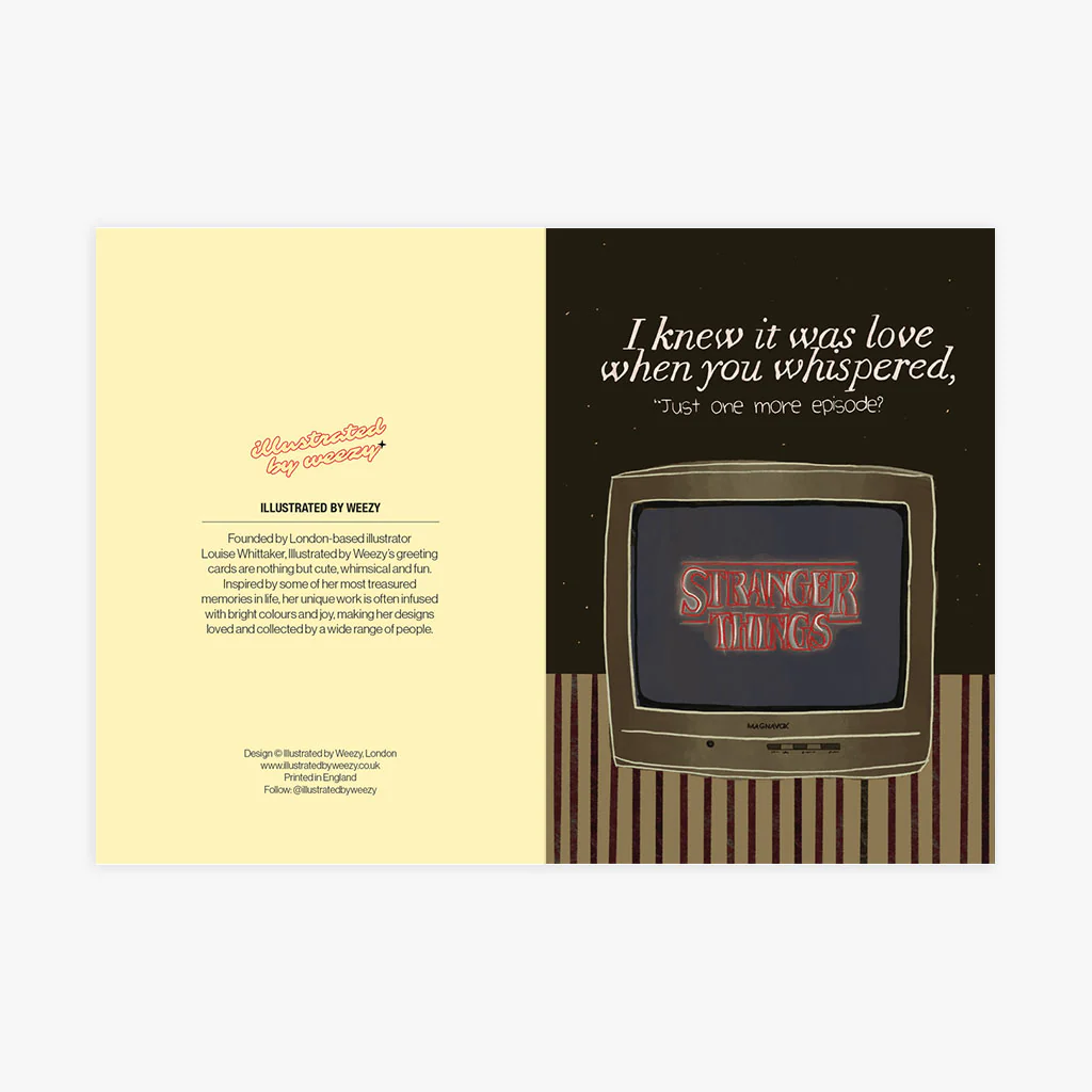 I Knew It Was Love When You Whispered Stranger Things Greeting Card - Image 3