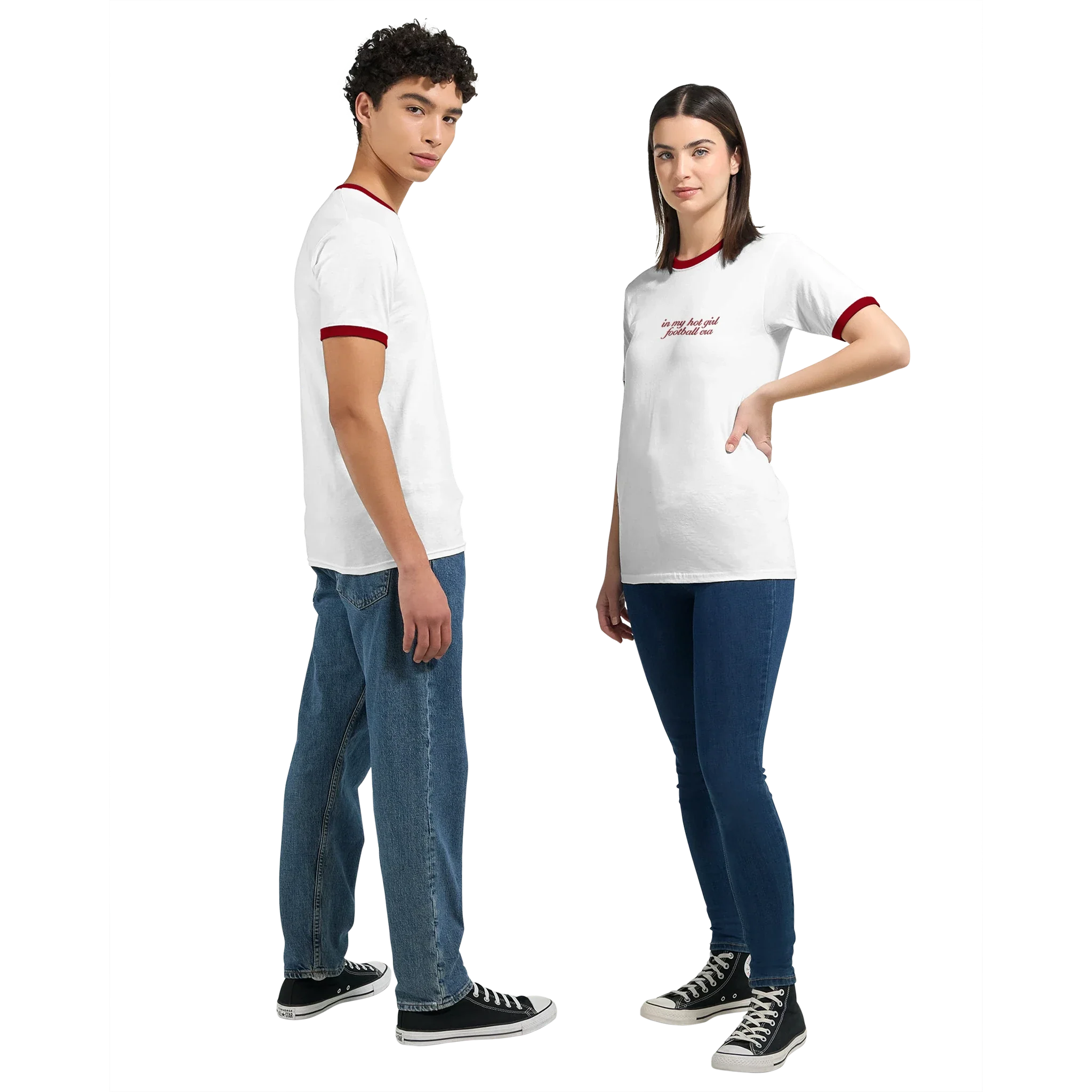 In My Hot Girl Football Era T-shirt White and Red - Image 4