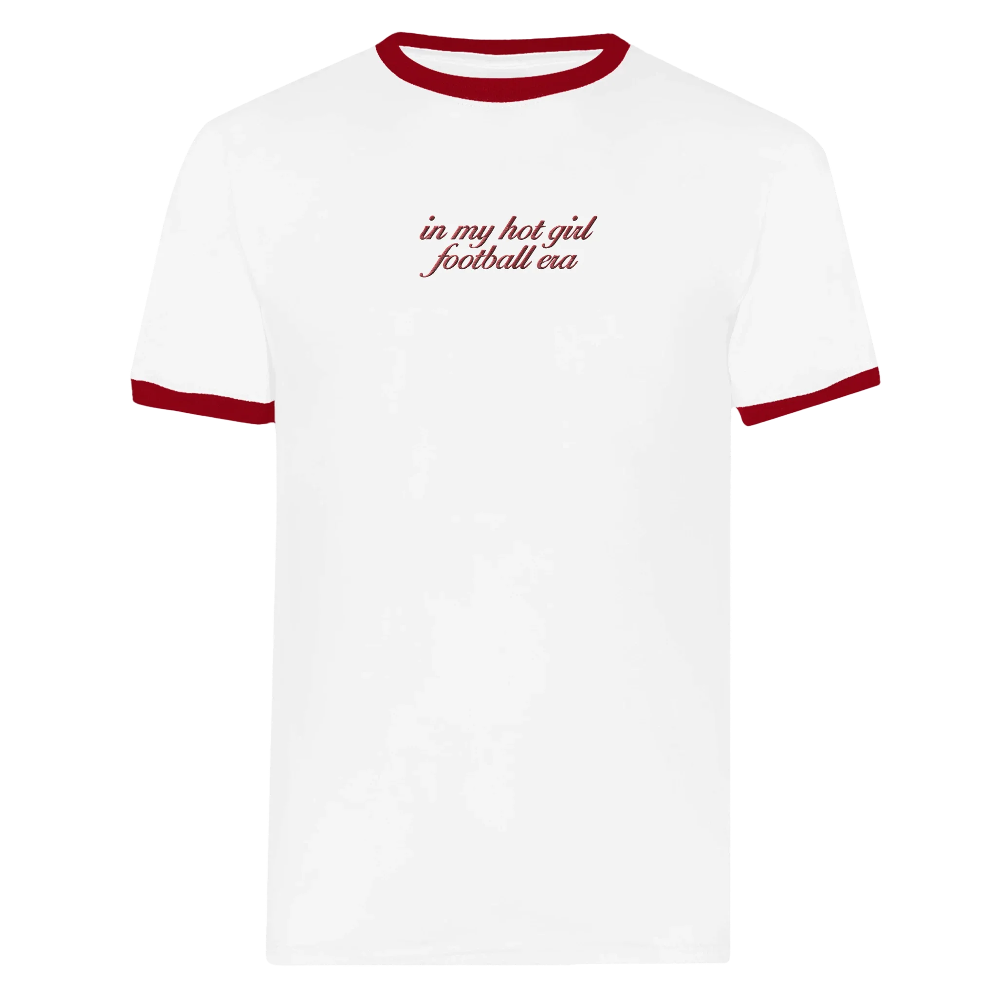 In My Hot Girl Football Era T-shirt White and Red - Image 5