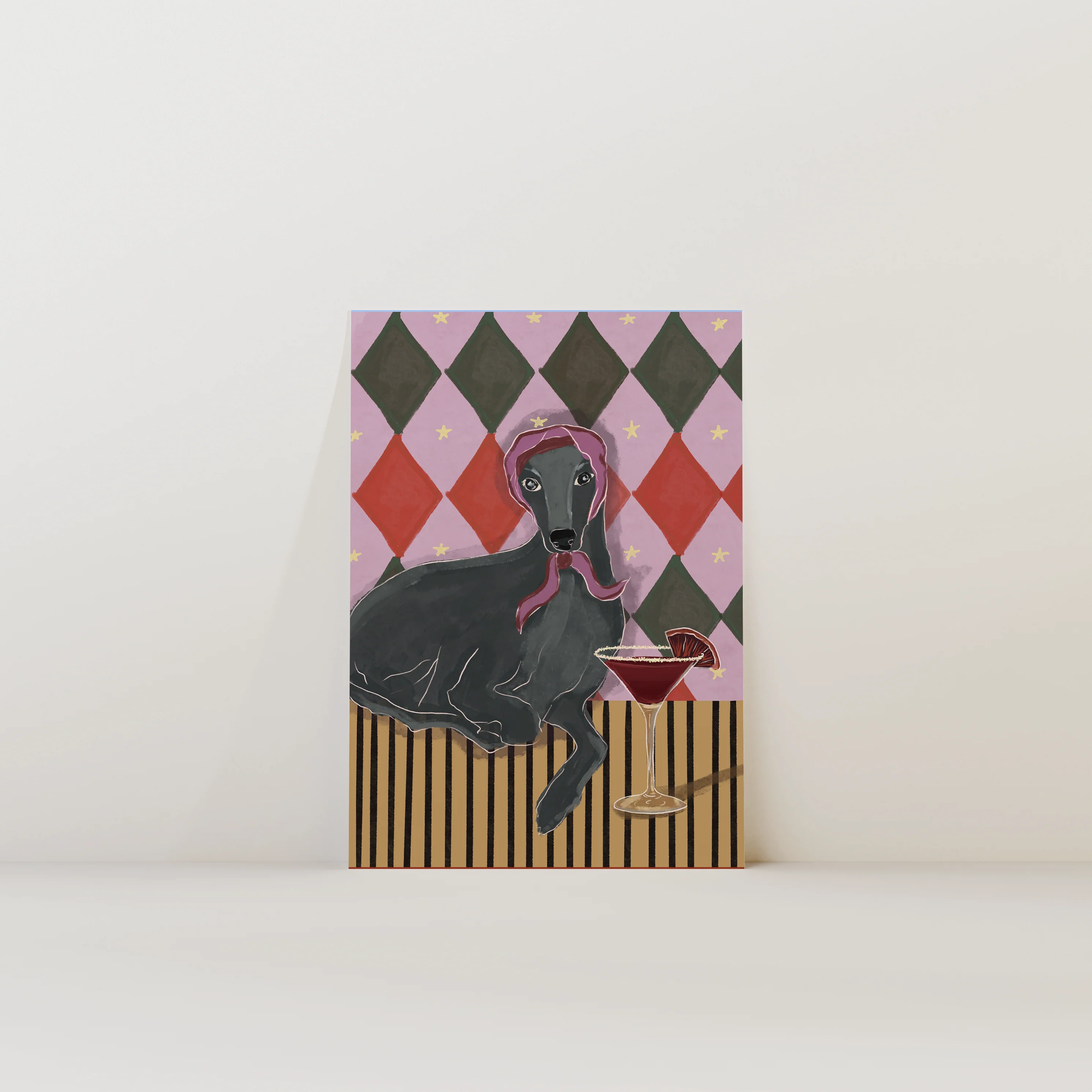 Italian Greyhound Grey Dog Print