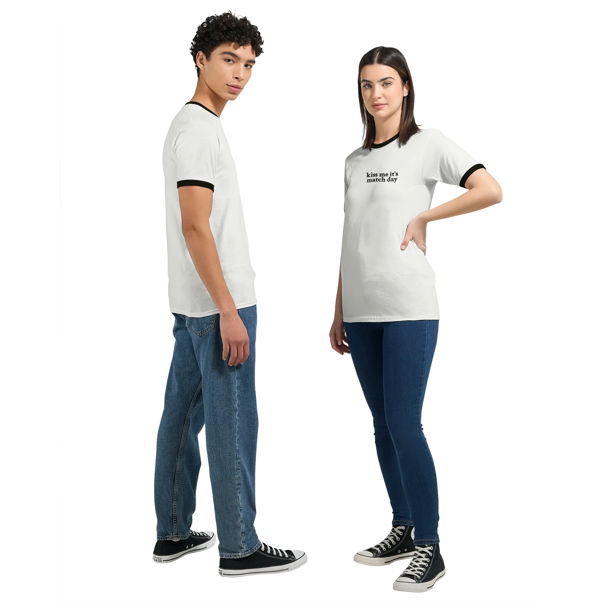 Kiss Me It's Match Day White and Black Tshirt - Image 3