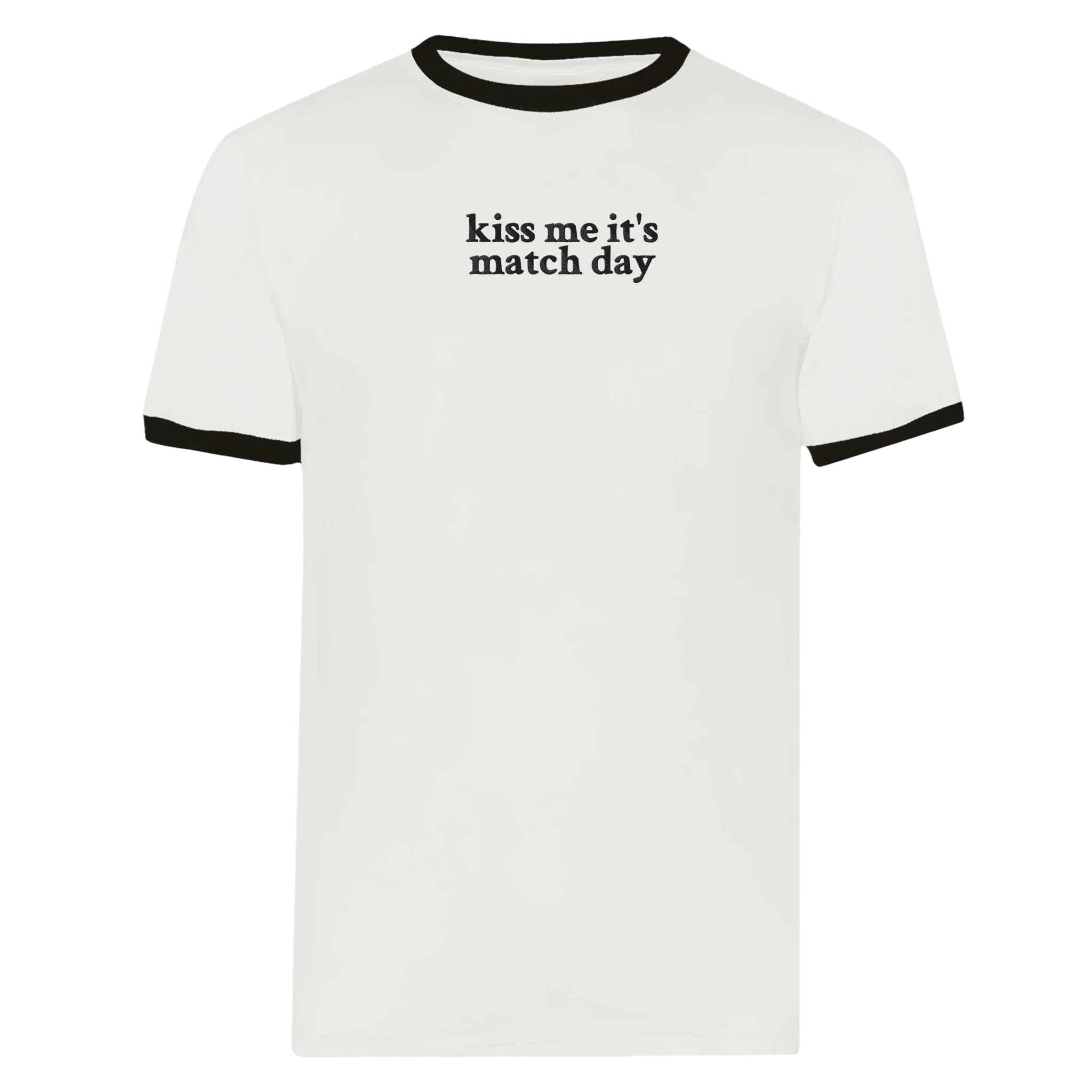 Kiss Me It's Match Day White and Black Tshirt - Image 5