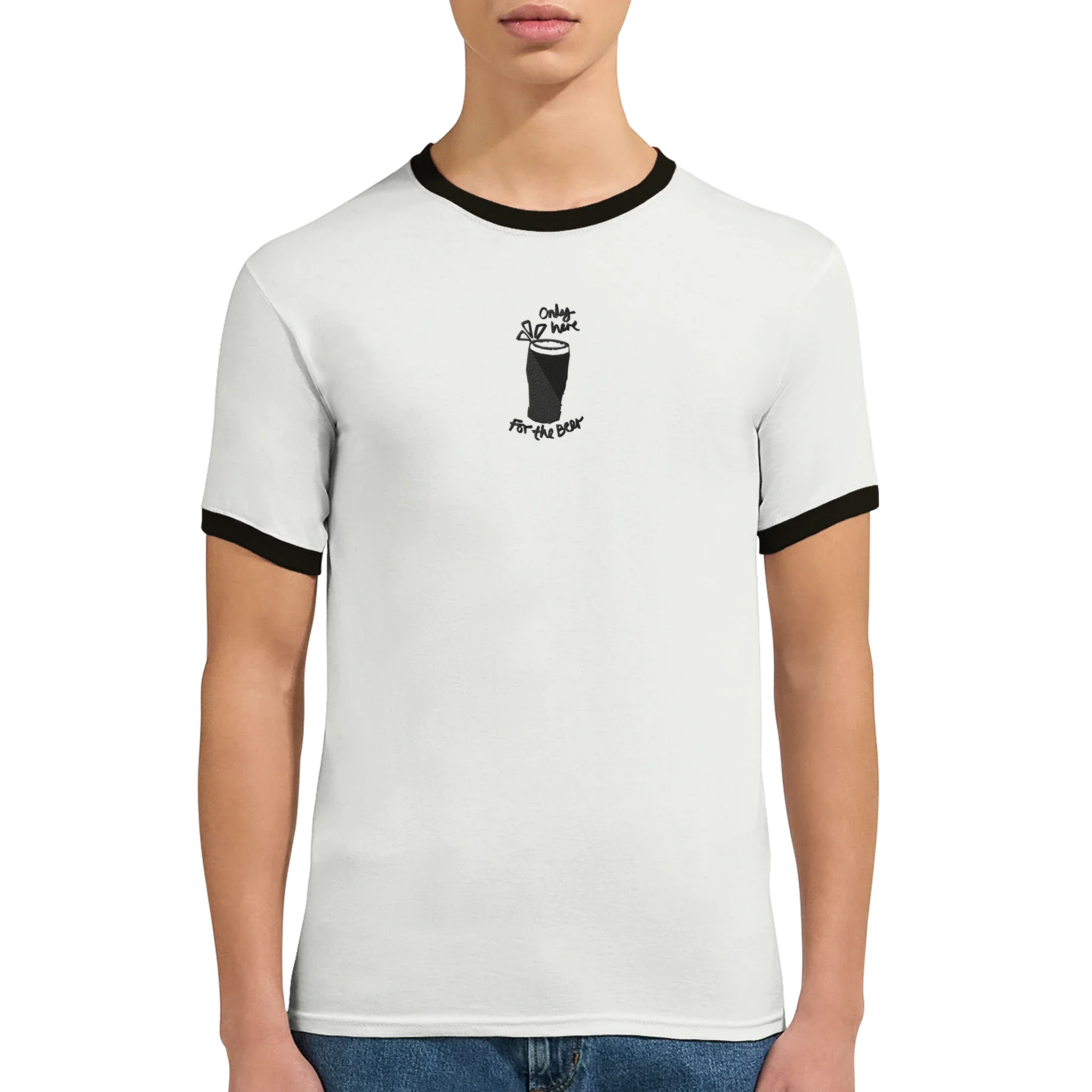 Only Here For The Beer T-shirt White and Black - Image 5