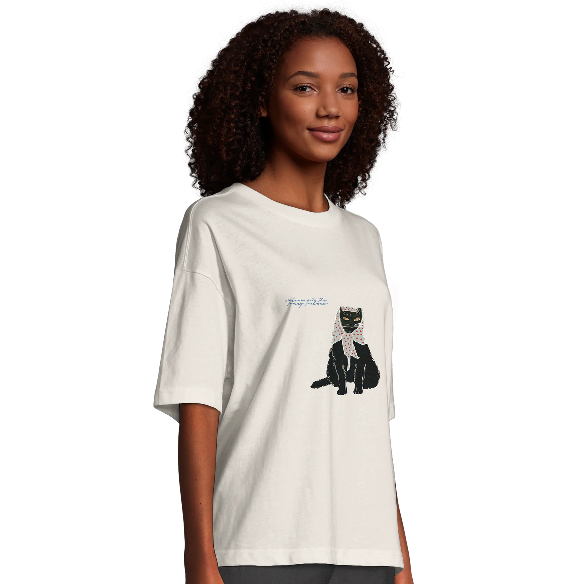 Welcome To The Pussy Palace Black Cat Oversized T-shirt - Image 6