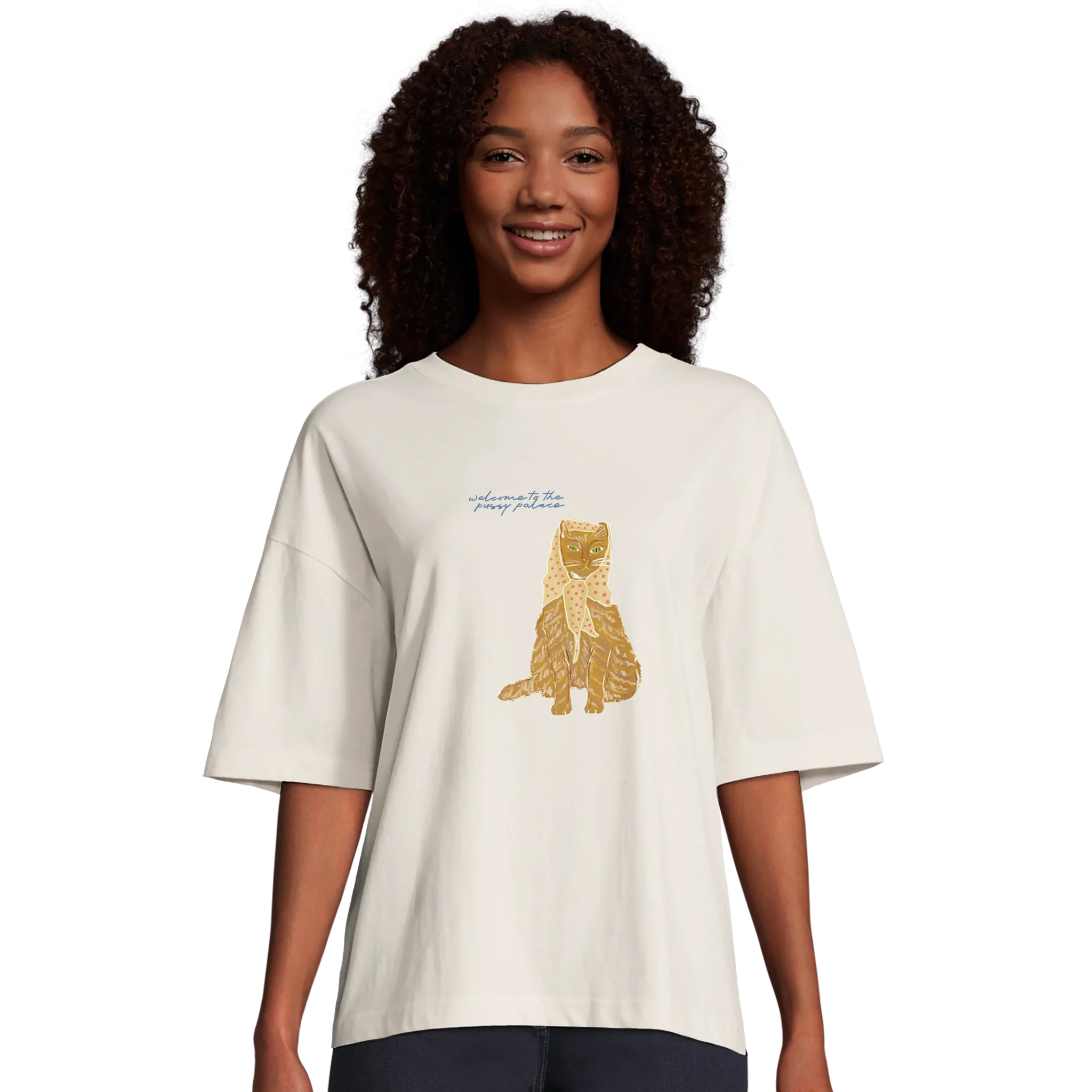Welcome To The Pussy Palace Ginger Cat Oversized T-shirt - Image 3